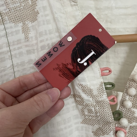 J. Junaid Jamshed Ladies Kurti XS Beige Cotton Cross Stitch Embroidered Boho NWT - Picture 11 of 16